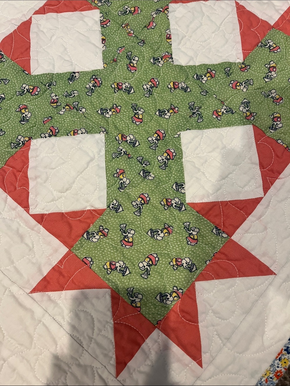 Handmade Multicolor 1930s fabric Patchwork Quilt – White Background - Picture 4 of 4